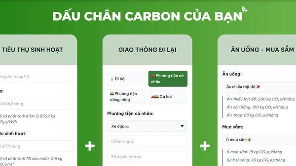 Trải nhgiệm tính toán dấu chân carbon của bạn