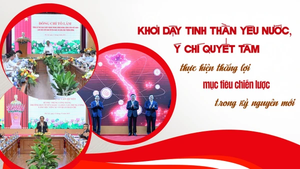 Thường trực Ban Bí thư Trần Cẩm Tú, Trưởng ban Tuyên giáo và Dân vận Trịnh Văn Quyết và các đại biểu thực hiện nghi thức ra mắt App TGDV trên điện thoại di động. (Ảnh: DUY LINH)