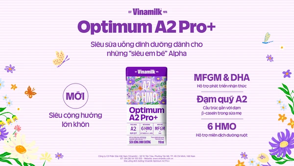 Sản phẩm sữa uống dinh dưỡng Vinamilk Optimum A2 Pro+ mới.