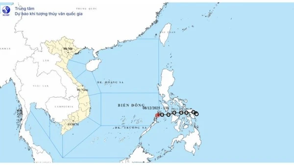 Bản đồ quỹ đạo áp thấp nhiệt đới. (Nguồn: Trung tâm Dự báo khí tượng thủy văn quốc gia)