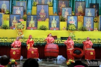 Màn trống hội tại Đại lễ giỗ Tổ họ Trần Việt Nam. (Ảnh Mai Tú)