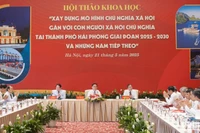 Quang cảnh hội thảo khoa học "Xây dựng mô hình chủ nghĩa xã hội gắn với con người xã hội chủ nghĩa tại thành phố Hải Phòng giai đoạn 2025-2030 và những năm tiếp theo". (Ảnh: SƠN TÙNG)