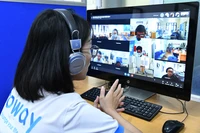 Phỏng vấn trực tuyến tại phiên giao dịch việc làm của Trung tâm Dịch vụ việc làm Hà Nội tháng 11/2022. (Ảnh: Thủy Nguyên)