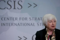 Bộ trưởng Tài chính Hoa Kỳ Janet Yellen tại Trung tâm Nghiên cứu chiến lược và quốc tế (CSIS) ở Washington, Hoa Kỳ, ngày 9/2/2023. (Ảnh: Reuters)