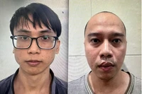 Trần Quang Việt (trái) và Nguyễn Đăng Khoa tại Cơ quan công an. (Ảnh: Công an cung cấp)