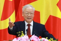 Tổng Bí thư Nguyễn Phú Trọng phát biểu tại buổi gặp gỡ nhân sĩ hữu nghị và thế hệ trẻ Việt Nam-Trung Quốc (12/2023). (Ảnh: Phương Hoa/TTXVN)