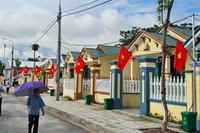 Một góc khu tái định cư của đồng bào sinh sống trên sông ở xã Thiệu Vũ, huyện Thiệu Hóa.
