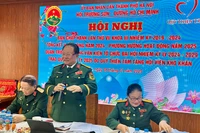 Chủ tịch Hội Trường Sơn-đường Hồ Chí Minh thành phố Hà Nội Nguyễn Đức Thuận phát biểu khai mạc hội nghị.