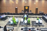 Bị cáo Hoàng Quốc Vượng khi bị xét hỏi tại tòa.