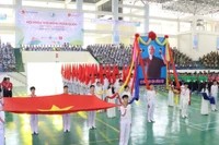 Diễu hành biểu dương lực lượng tại Hội khỏe Phù Đổng lần thứ X, khu vực II.