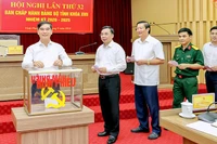 Các đại biểu bỏ phiếu bầu chức danh Phó Bí thư Tỉnh ủy.