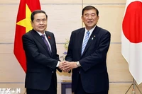 Chủ tịch Quốc hội Trần Thanh Mẫn hội kiến Thủ tướng Nhật Bản Ishiba Shigeru. (Ảnh: Doãn Tấn/TTXVN)