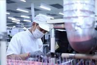 Dây chuyền sản xuất bản mạch điện tử tại Công ty TNHH Nexcon Việt Nam, vốn đầu tư của Hàn Quốc tại Bắc Ninh. (Ảnh tư liệu: Danh Lam/TTXVN)