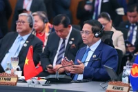 Thủ tướng Phạm Minh Chính dự và phát biểu tại Hội nghị Cấp cao Kinh tế ASEAN - Hội đồng Hợp tác Vùng Vịnh (GCC) - Trung Quốc. (Ảnh TTXVN)