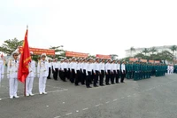 Quang cảnh lễ khai mạc hội thi tàu tốt, hội thao huấn luyện tàu Hải đội Dân quân thường trực.