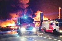 Hiện trường vụ nổ trạm xăng ở Cộng hòa Dagestan (Nga). 