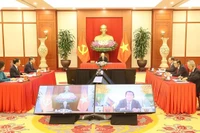 Tổng Bí thư Nguyễn Phú Trọng điện đàm với Chủ tịch Đảng Nhân dân Campuchia, Thủ tướng Chính phủ Vương quốc Campuchia Hun Sen. (Ảnh: TTXVN)