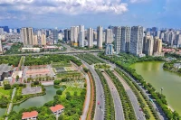 Tuyến đường sắt đô thị số 5 (Văn Cao-Hòa Lạc) sau khi hoàn thành sẽ kết nối khu vực trung tâm thành phố Hà Nội và đô thị vệ tinh Hòa Lạc.(Ảnh: Lê Khánh)