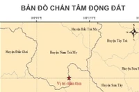 Bản đồ tâm chấn động đất tại huyện Kon Plông, tỉnh Kon Tum. (Nguồn: Trung tâm Báo tin động đất và Cảnh báo sóng thần, Viện Các khoa học trái đất)