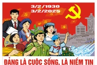 Tranh cổ động tuyên truyền kỷ niệm 95 năm Ngày thành lập Đảng Cộng sản Việt Nam (3/2/1930 - 3/2/2025). 