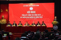 Toàn cảnh Hội nghị Tổng kết công tác năm 2023, triển khai nhiệm vụ năm 2024 của Bộ Thông tin và Truyền thông.