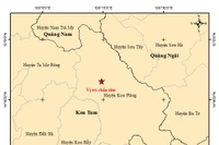 Bản đồ tâm chấn trận động đất có độ lớn 5.0 tại huyện Kon Plong, tỉnh Kon Tum.
