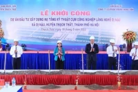 Lễ khởi công xây dựng hạ tầng kỹ thuật Cụm công nghiệp làng nghề Dị Nậu, huyện Thạch Thất, Hà Nội.