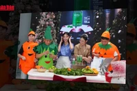 Hoa hậu Thùy Tiên, Hằng Du Mục và Quang Linh Vlogs bán hàng livestream quảng cáo sản phẩm giả. Ảnh: nhandan.vn
