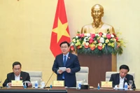 Chủ tịch Quốc hội Vương Đình Huệ phát biểu tại cuộc họp.