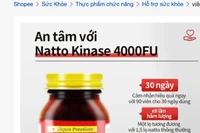 Sản phẩm Natto Kinase 4000fu được kinh doanh trên Shopee. (Ảnh: Cục An toàn thực phẩm)