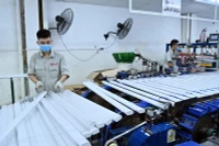 Sản xuất các sản phẩm đèn Led tại Công ty cổ phần Bóng đèn phích nước Rạng Đông.