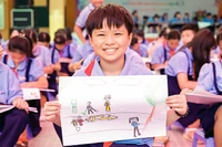 Thiếu nhi Kiên Giang sôi nổi thi vẽ tranh tại "Ngày hội sắc màu" năm 2023.