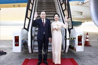 Lễ tiễn Chủ tịch Quốc hội Trần Thanh Mẫn và Phu nhân tại sân bay Nagasaki. (Ảnh: Doãn Tấn/TTXVN)