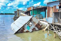 Một vụ sạt lở tại khu vực chợ thị trấn Năm Căn, huyện Năm Căn, tỉnh Cà Mau.