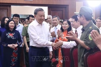 Chủ tịch nước Tô Lâm đến dự Ngày hội toàn dân bảo vệ an ninh Tổ quốc năm 2024 tại phường Cửa Đông, quận Hoàn Kiếm, thành phố Hà Nội. (Ảnh: Lâm Khánh/TTXVN)