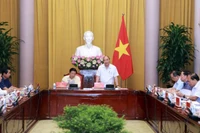 Chủ tịch nước Nguyễn Xuân Phúc phát biểu chỉ đạo tại buổi làm việc.
