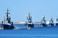 Các chiến hạm của Hải quân Nga biểu dương sức mạnh ở Kronstadt. (Ảnh: RIA Novosti)