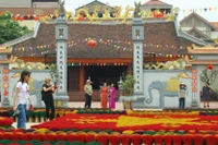 Khách du lịch đến thăm làng hương Quảng Phú Cầu (huyện Ứng Hòa, Hà Nội).