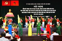 Chương trình văn nghệ chào mừng lễ tổng kết phong trào thi đua yêu nước tại TP Hồ Chí Minh. Ảnh: NGUYỄN PHAN