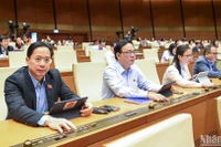 Đại biểu Quốc hội biểu quyết thông qua Luật Phòng cháy, chữa cháy và cứu nạn, cứu hộ. (Ảnh: DUY LINH)