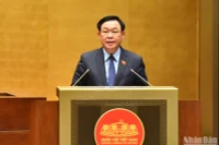 Chủ tịch Quốc hội Vương Đình Huệ phát biểu bế mạc phiên chất vấn và trả lời chất vấn tại Kỳ họp thứ 5, Quốc hội khóa XV. (Ảnh: ĐĂNG KHOA)