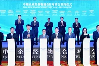 Thủ tướng Phạm Minh Chính chứng kiến nghi thức ký điện tử thỏa thuận hợp tác giữa các doanh nghiệp hai nước (Ảnh: Thanh Giang).