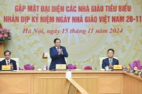Thủ tướng Phạm Minh Chính chủ trì buổi gặp mặt đại diện các nhà giáo, cán bộ quản lý giáo dục tiêu biểu. (Ảnh: Trần Hải)