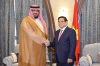 Thủ tướng Chính phủ Phạm Minh Chính và ông Faisal bin Fadhil Al-Ibrahim, Bộ trưởng Kinh tế và Kế hoạch Saudi Arabia. (Ảnh: NHẬT BẮC/VGP).