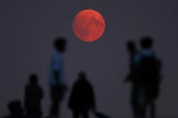 Người dân tập trung ngắm siêu trăng ở London, Anh. (Ảnh minh họa: Reuters) 