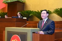 Chủ tịch Quốc hội Vương Đình Huệ phát biểu khai mạc kỳ họp. (Ảnh: DUY LINH)