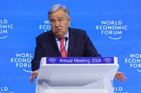 Tổng Thư ký Liên hợp quốc António Guterres tham dự Hội nghị thường niên lần thứ 54 của Diễn đàn Kinh tế thế giới (WEF) tại Davos, Thụy Sĩ, ngày 17/1/2024. (Ảnh: Reuters)
