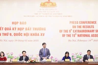 Tổng Thư ký Quốc hội, Chủ nhiệm Văn phòng Quốc hội Lê Quang Tùng chủ trì họp báo công bố kết quả Kỳ họp bất thường lần thứ 9, Quốc hội khóa XV. (Ảnh: DUY LINH) 
