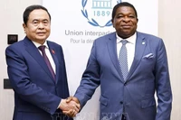 Chủ tịch Quốc hội Trần Thanh Mẫn gặp Tổng Thư ký IPU Martin Chungong. (Ảnh: TTXVN) 