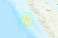Cơ quan Khảo sát địa chất Mỹ (USGS) cho biết chấn tâm cách thị trấn Teluk Dalam 170,4km về phía đông nam, độ sâu chấn tiêu 15 km dưới biển. (Ảnh: USGS)